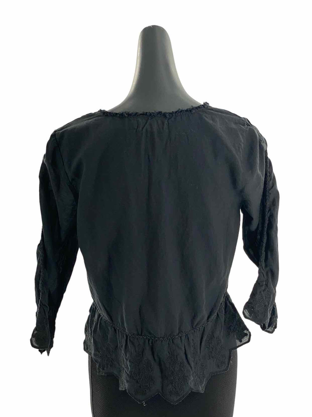 Velvet Size M Black Embroidered Long Sleeve Shirts