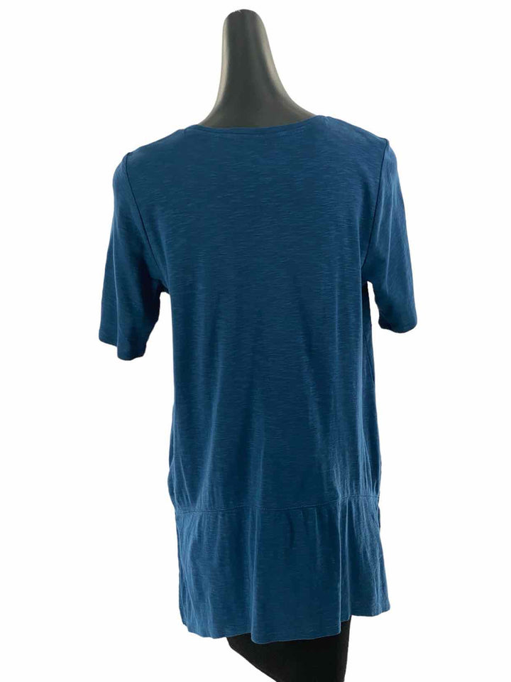 J Jill Size M Blue 100% Pima Cotton Short Sleeve Shirts
