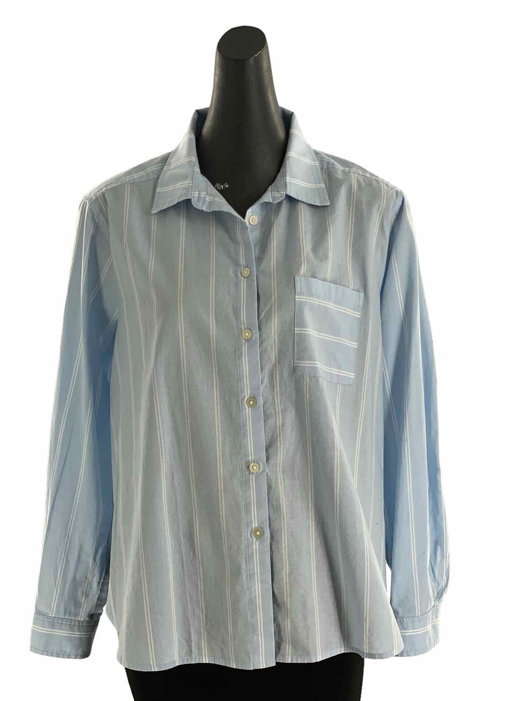 Loft Size M Baby Blue White Stripe Long Sleeve Shirts