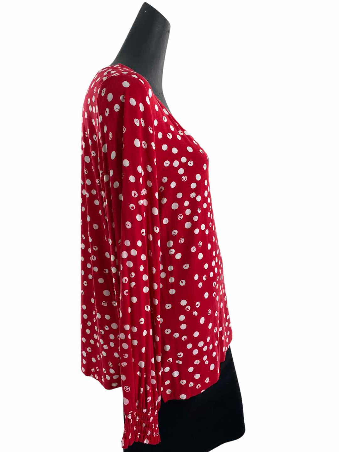 Belle Size L Red White Polka Dot Long Sleeve Shirts