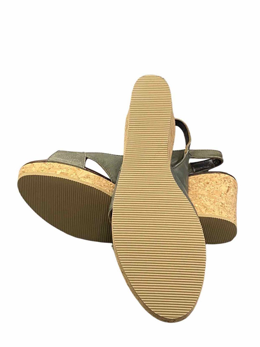 Garnet Hill Shoe Size 8 Green Leather Open Toe Heels