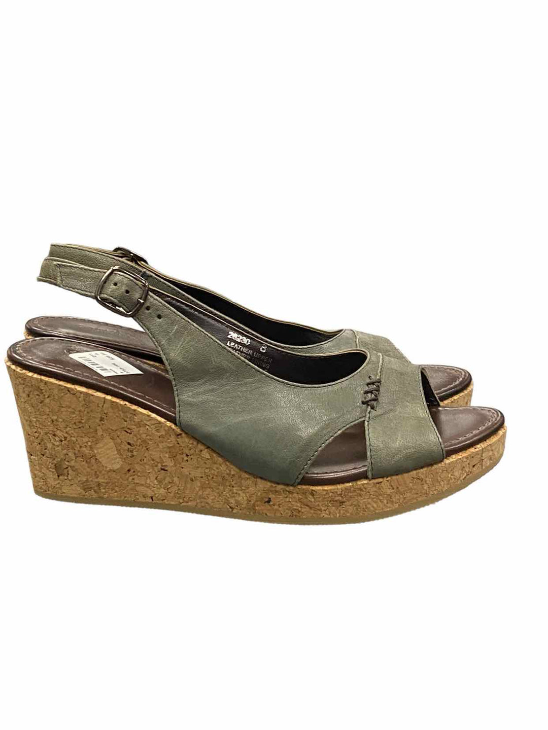 Garnet Hill Shoe Size 8 Green Leather Open Toe Heels