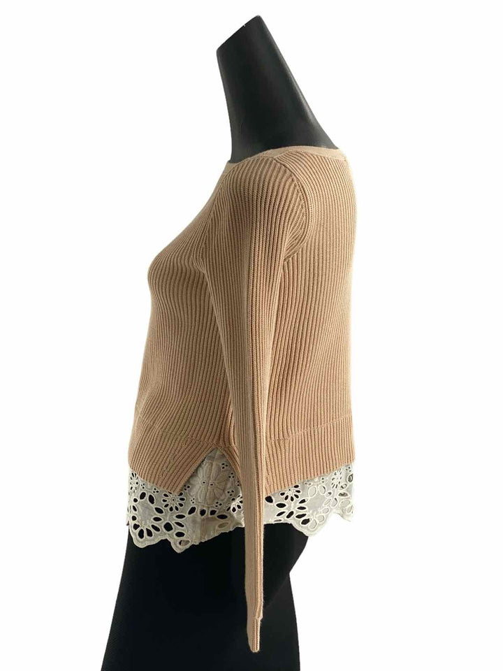 Ann Taylor Size SP Tan White lace bottom Sweater