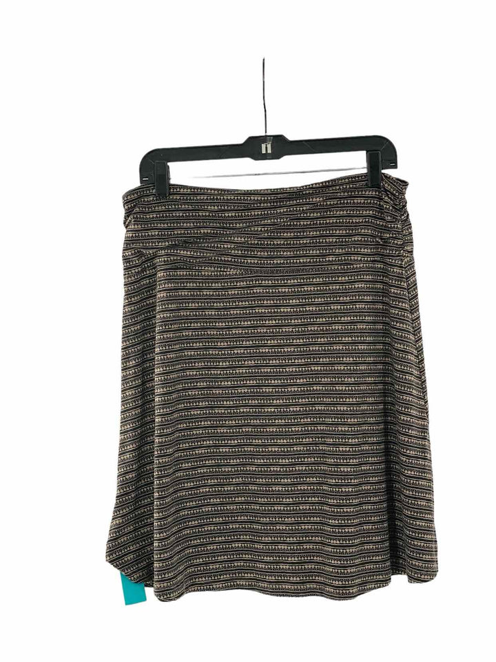 Toad & Co. Size L Brown Black Stripe Print Skirt