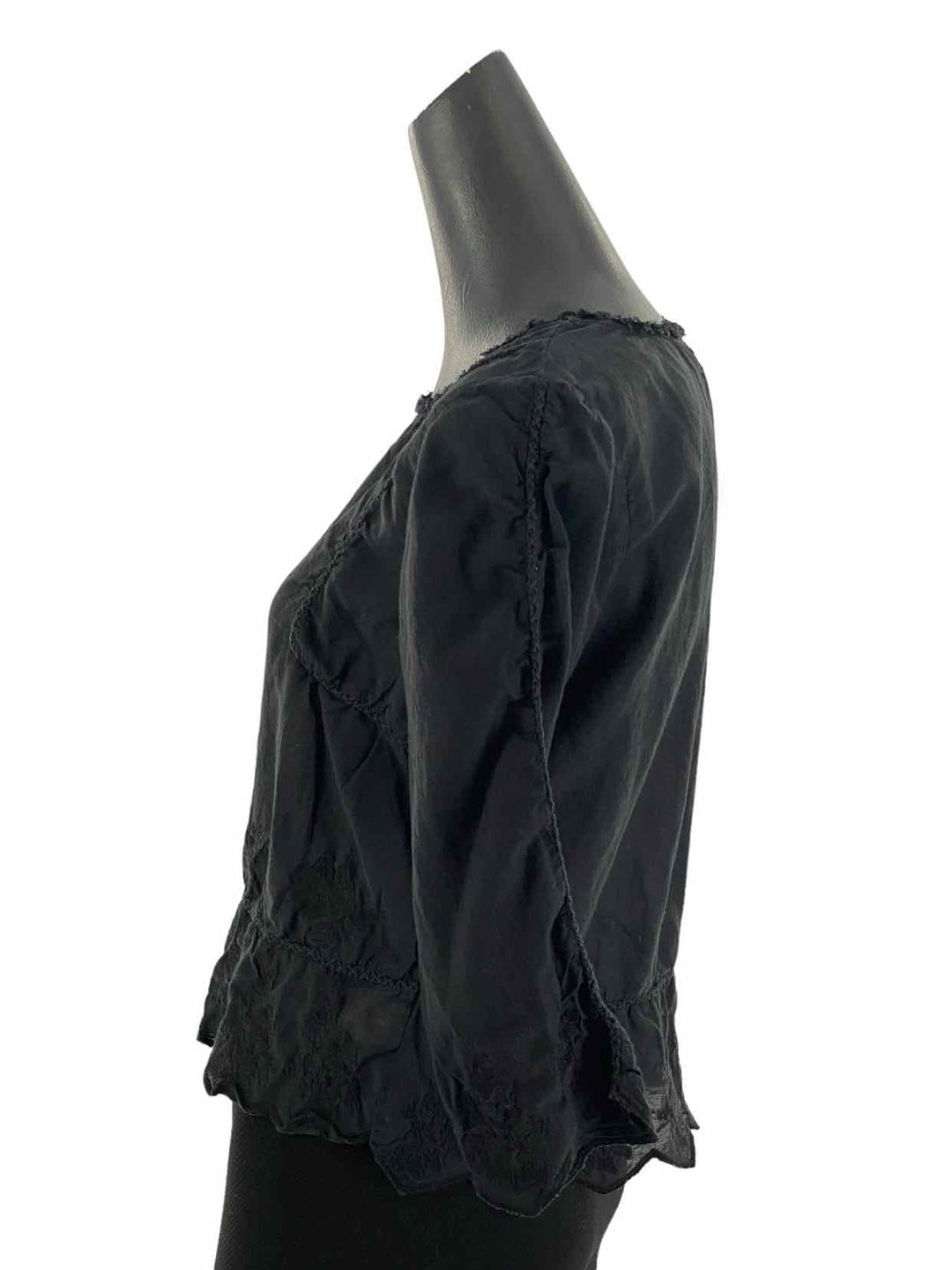 Velvet Size M Black Embroidered Long Sleeve Shirts