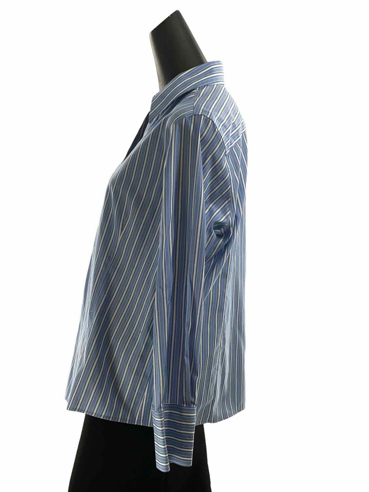 Eddie Bauer Size XL Baby Blue White Stripes Long Sleeve Shirts