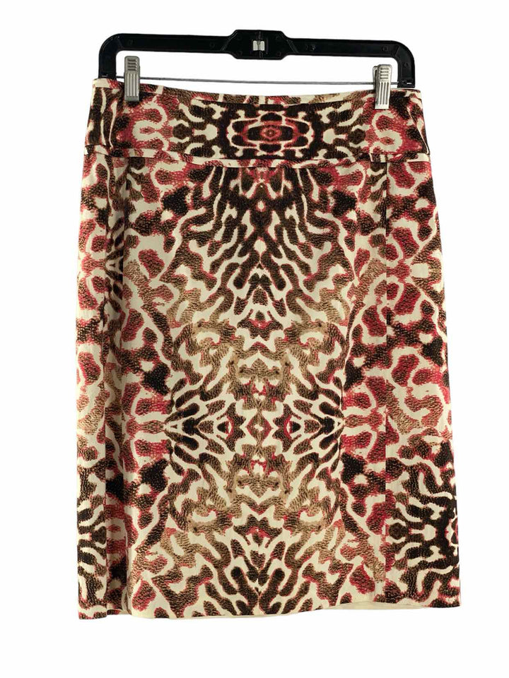 ETCETERA Size 4 Cream Brown Print Skirt