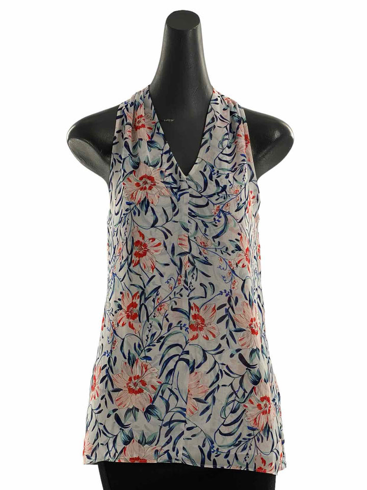 Cabi Size XS Light Blue Red Floral Tank Top