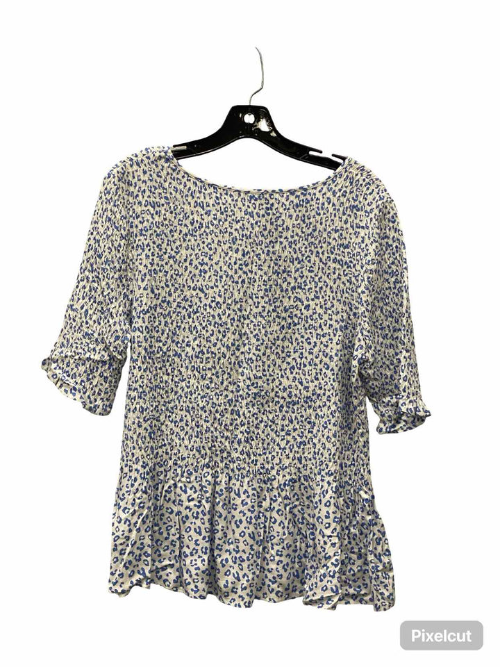 Elodie Size XL White Blue Lady Short Sleeve Shirts