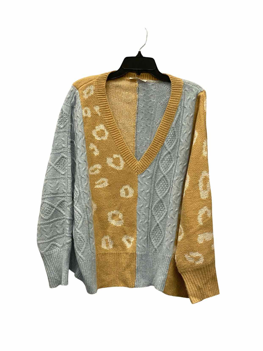Perfectly Priscilla Size L Brown Blue Sweater