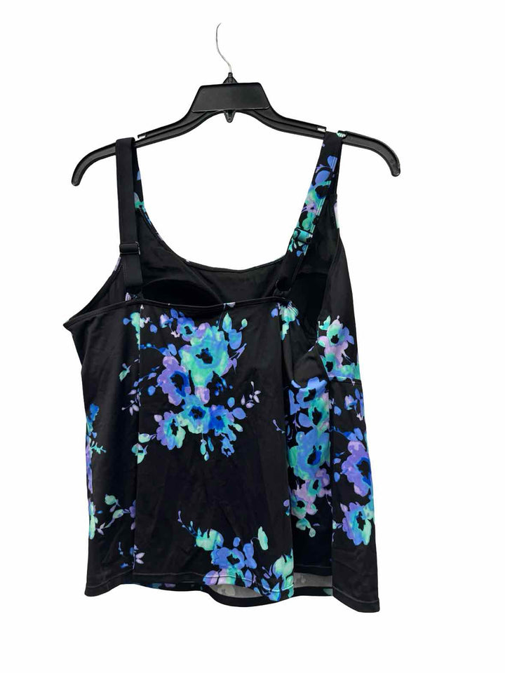 Swimsuits for All Size 20 Black Floral Swimsuit Top
