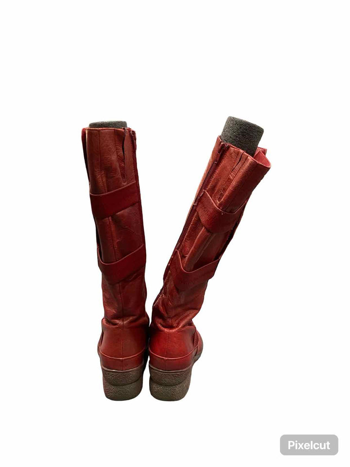 Miz Mooz Shoe Size 38 Red Leather Oakley Boots(knee)