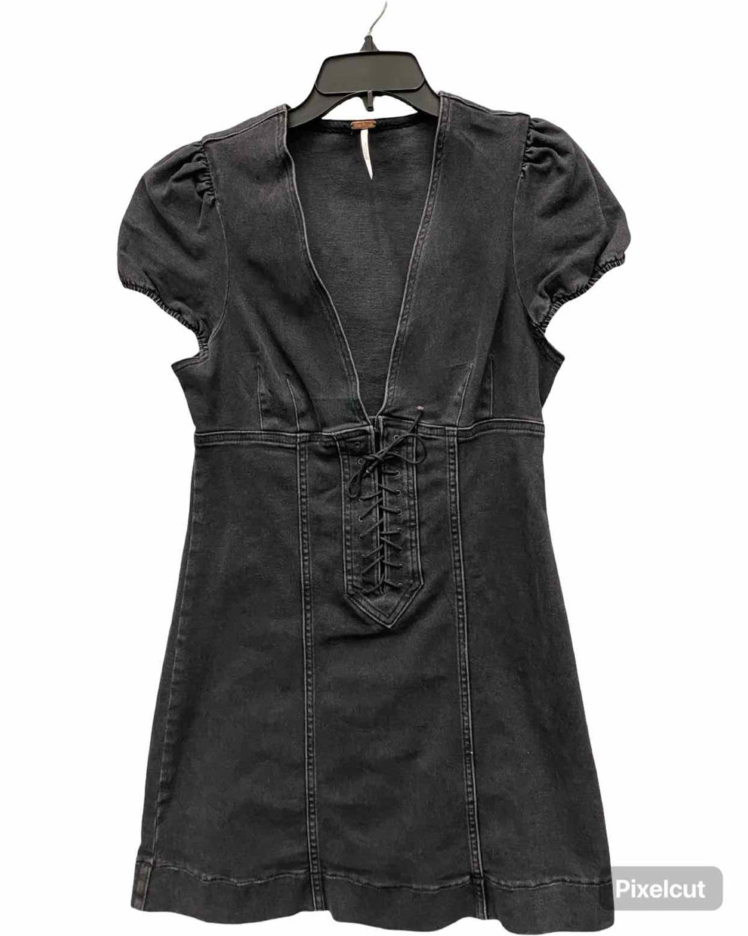 Free People Size 6 Black Denim Dress