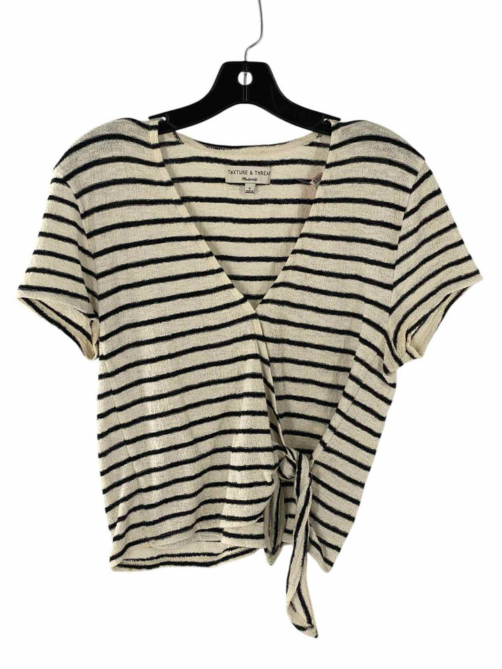 MadeWell Size S White Black Stripes Short Sleeve Shirts