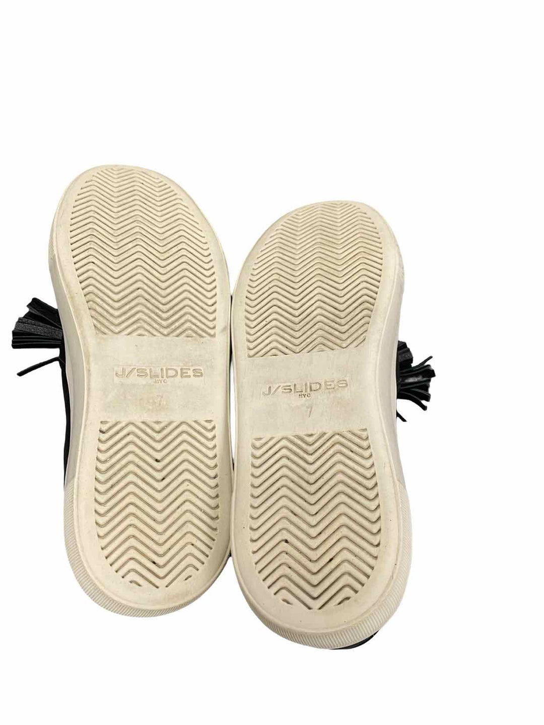 J/Slides Shoe Size 7 Black White Leather Sneakers