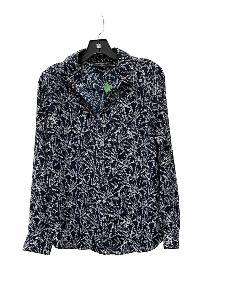 Banana Republic Size S Dark Blue White Floral Long Sleeve Shirts