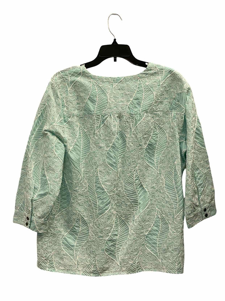 J Jill Size LT Blue White Embroidered NWT Long Sleeve Shirts