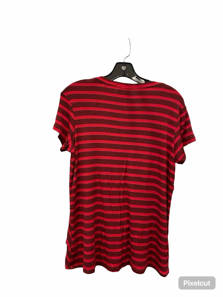 Cabi Size S Red Striped Short Sleeve Shirts