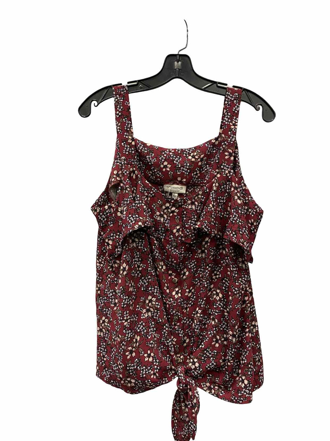 Studio B by Bobeau Size L Marroon Floral Tank Top