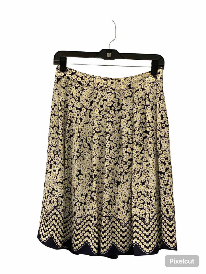 Talbots Size 2P White Black Floral Skirt