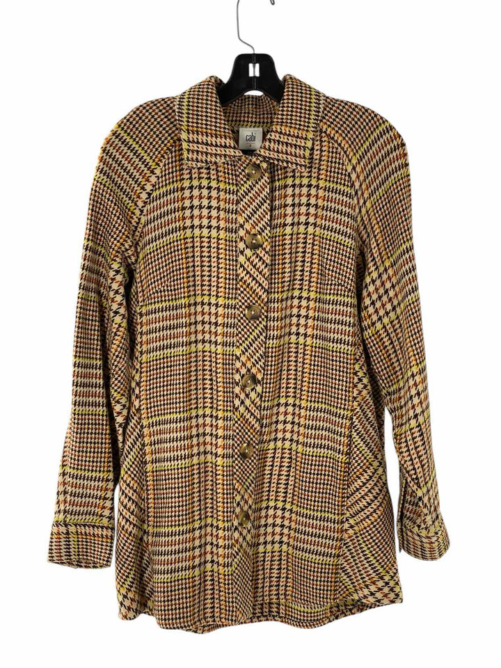 Cabi Size S Brown Yellow Houndstooth Jacket