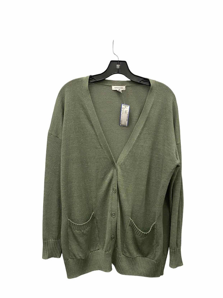 Nordstrom Size L Green 57% linen Sweater