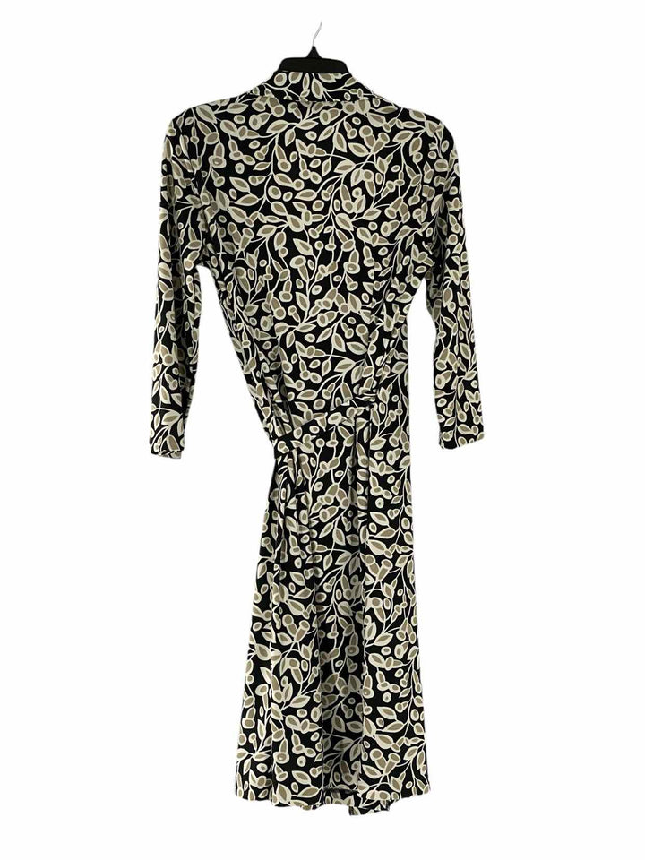 Loft Size 8 Black/White Beige Print Dress