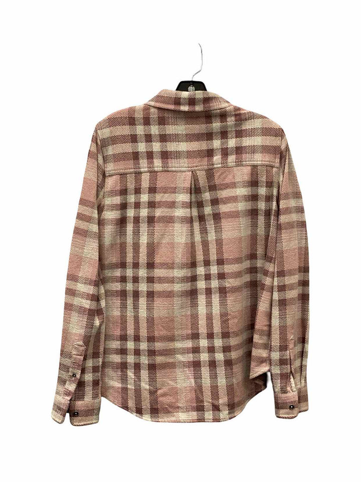 Flag & Anthem Size L Pink White Plaid Long Sleeve Shirts