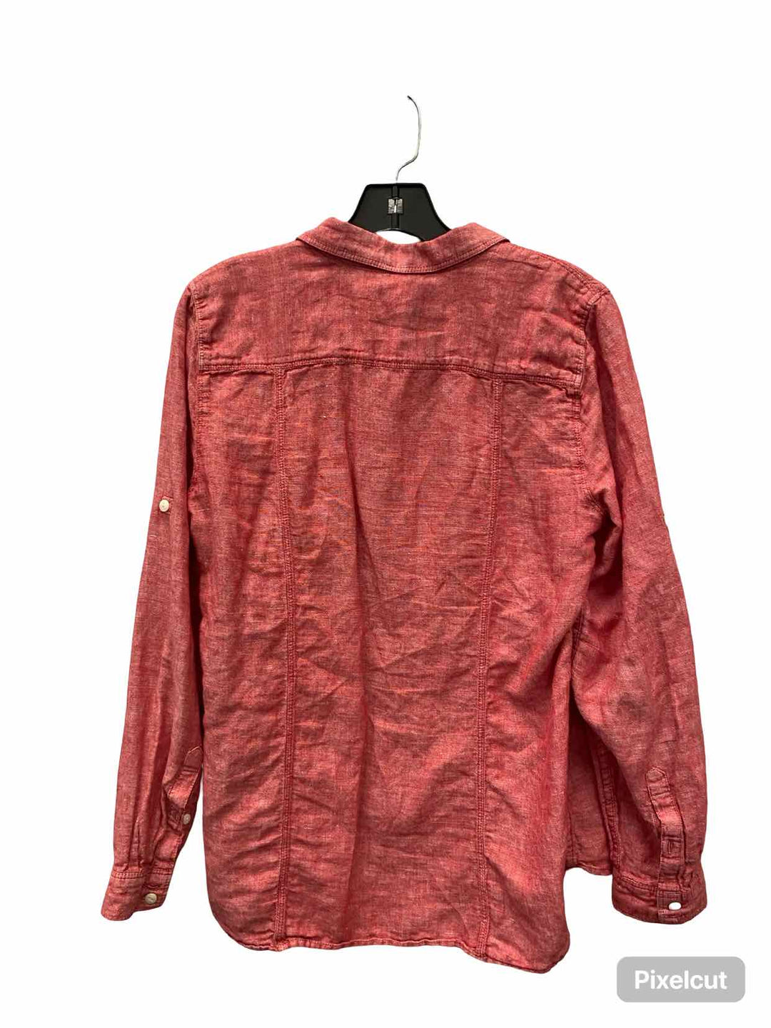 Eddie Bauer Size M Red 55% Linen Long Sleeve Shirts