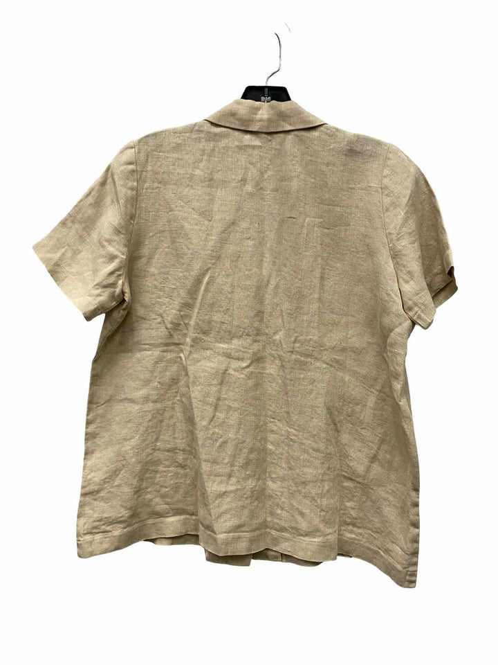 Vetta Size XS Tan 100% Linen Short Sleeve Shirts