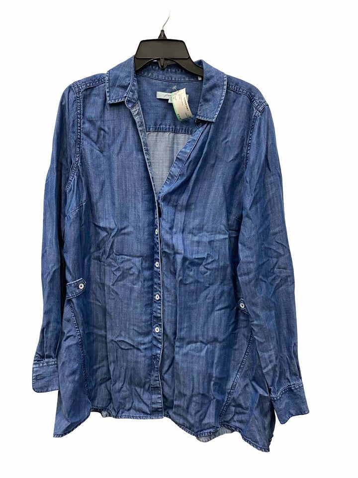 Foxcroft Size 12 Blue tunic Long Sleeve Shirts