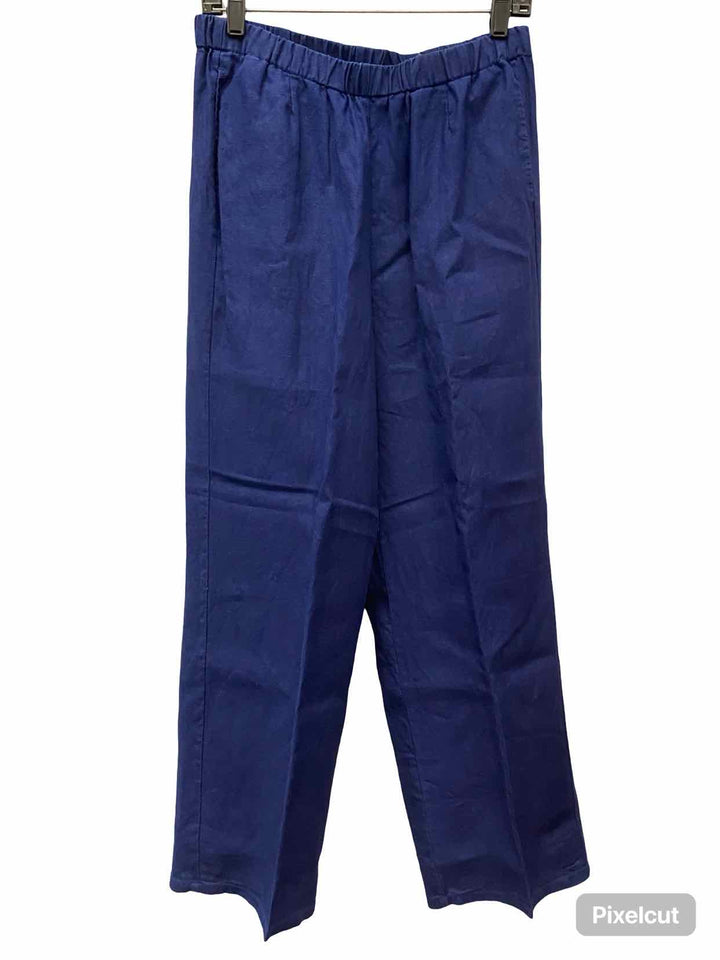 Coldwater Creek Size 10 Blue White Striped 100% Linen Pants