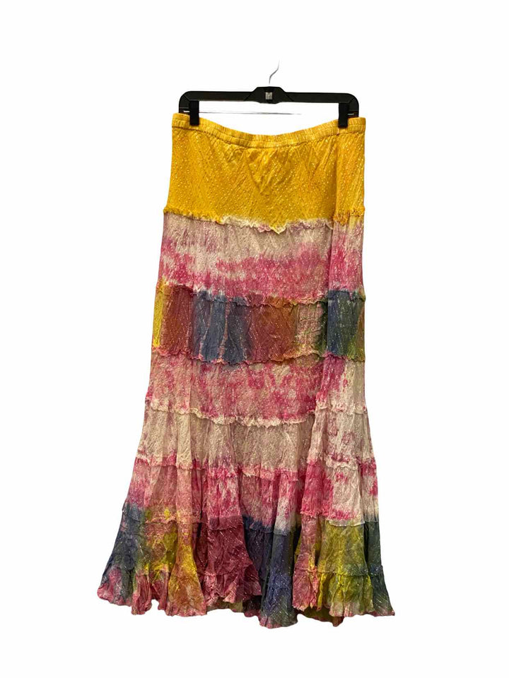 Kommotion Size 1X Yellow Pink Sparkly 100% cotton Skirt