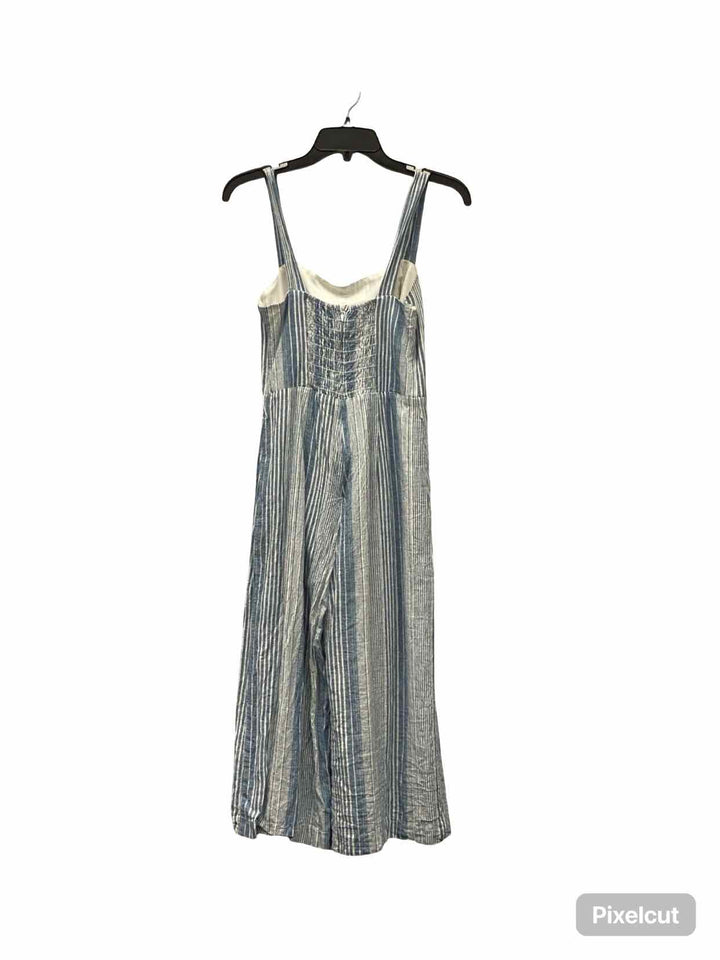Lavender Brown Size S Blue White Striped Linen & Rayon blend Dress