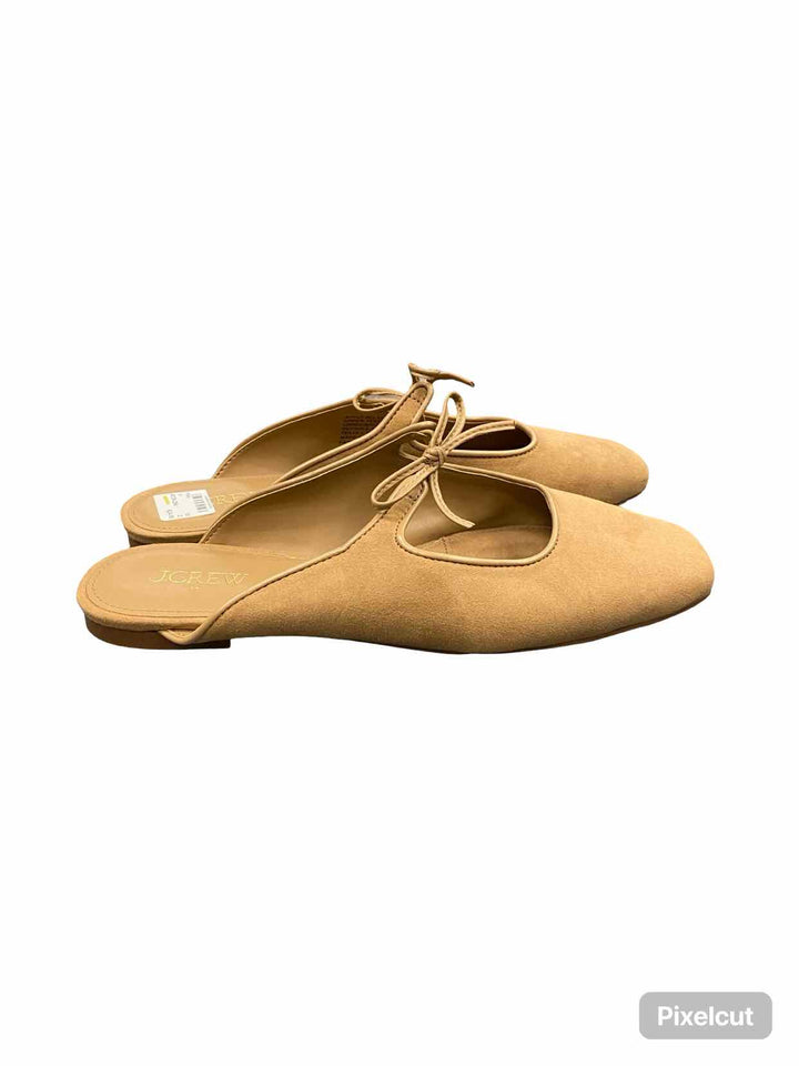 J Crew Shoe Size 9 Beige Faux Suede Bow Slip On Mules