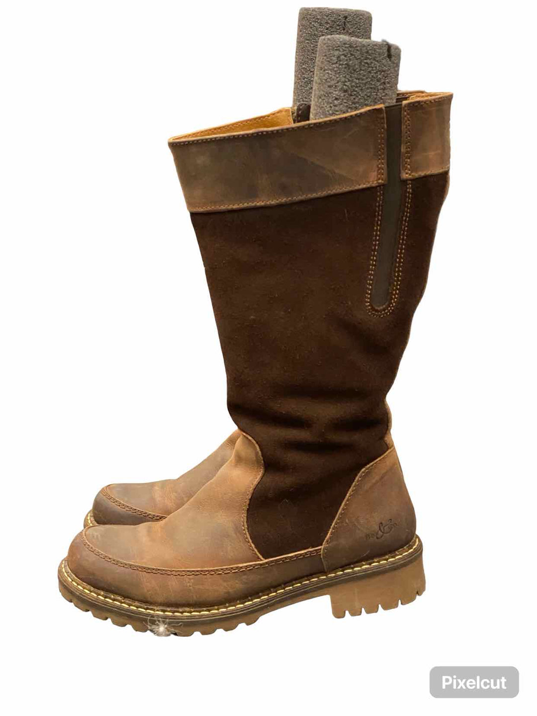 Bos and Co Shoe Size 37 Brown Suede/Leather Norman Wideshaft Boots(knee)