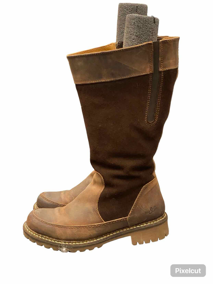 Bos and Co Shoe Size 37 Brown Suede/Leather Norman Wideshaft Boots(knee)