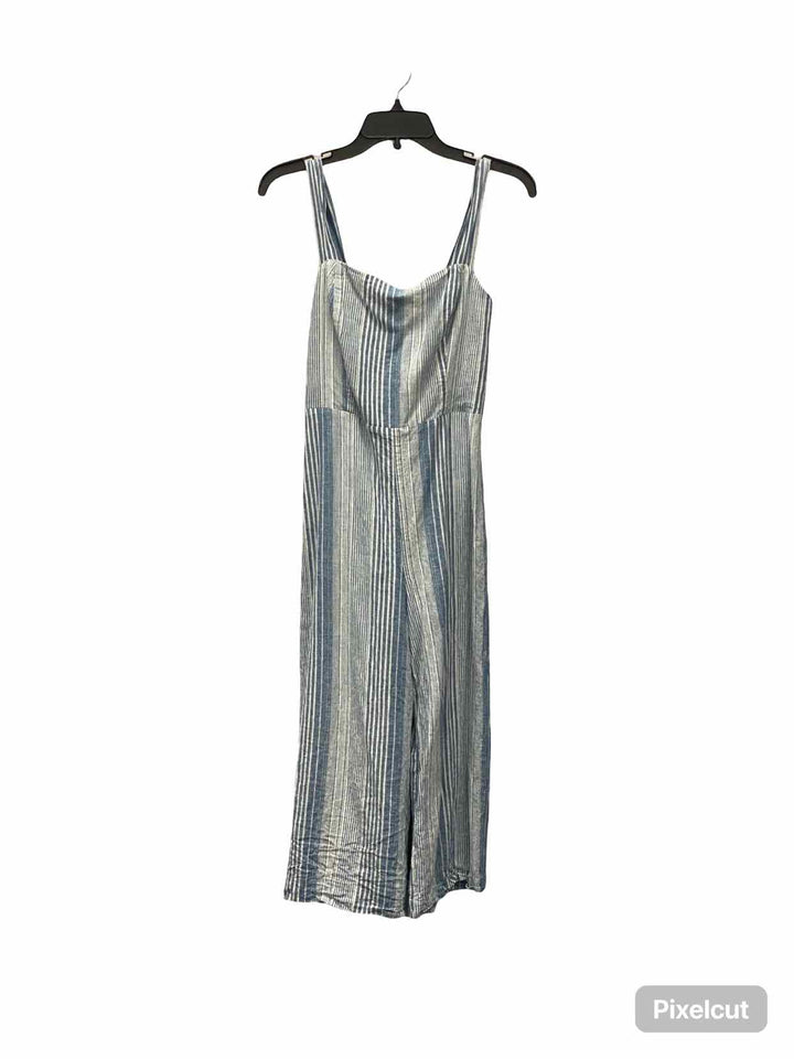 Lavender Brown Size S Blue White Striped Linen & Rayon blend Dress