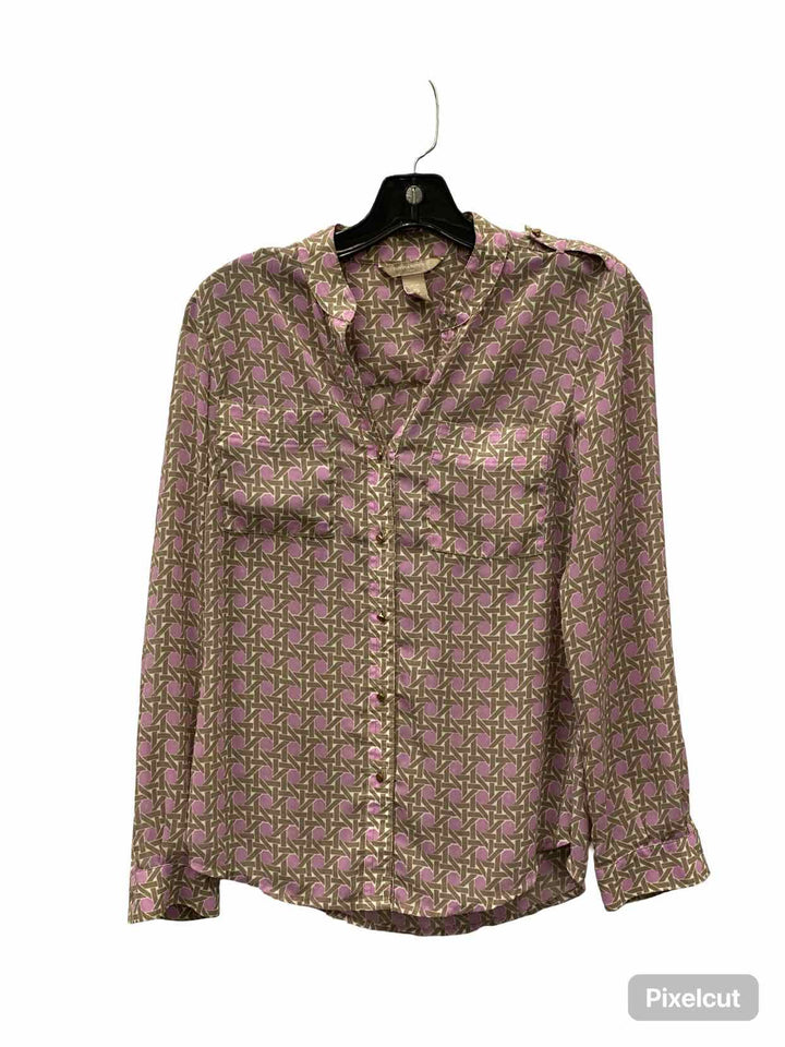Banana Republic Size XS Brown Purple Polka Dot Long Sleeve Shirts