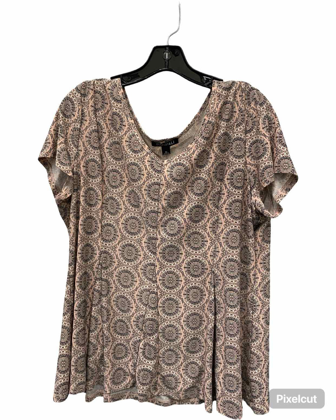 Roz & Ali Size XL Pink Print Short Sleeve Shirts