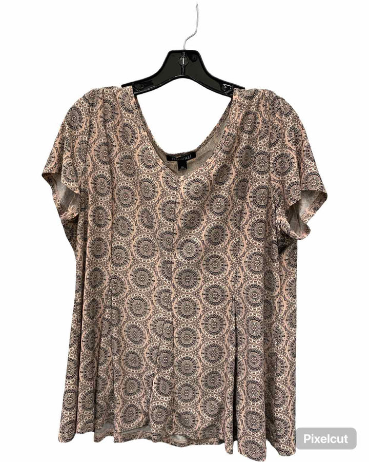 Roz & Ali Size XL Pink Print Short Sleeve Shirts