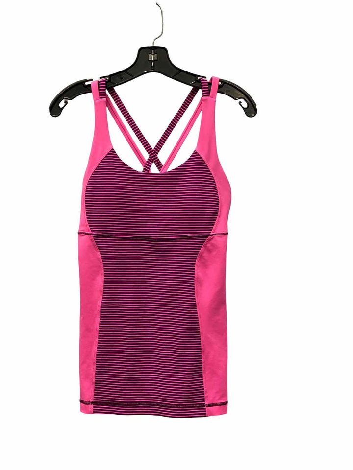 Lululemon Size L Pink Purple Striped Athletic Tank Top