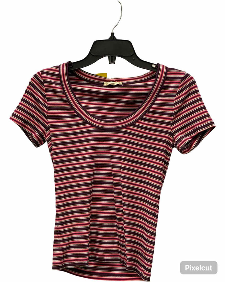 MadeWell Size M Purple Pink Striped T-shirt