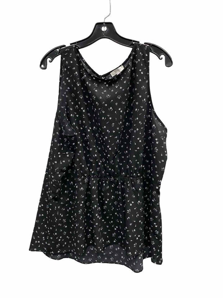 14th & Union Size 1X Black Floral Tank Top