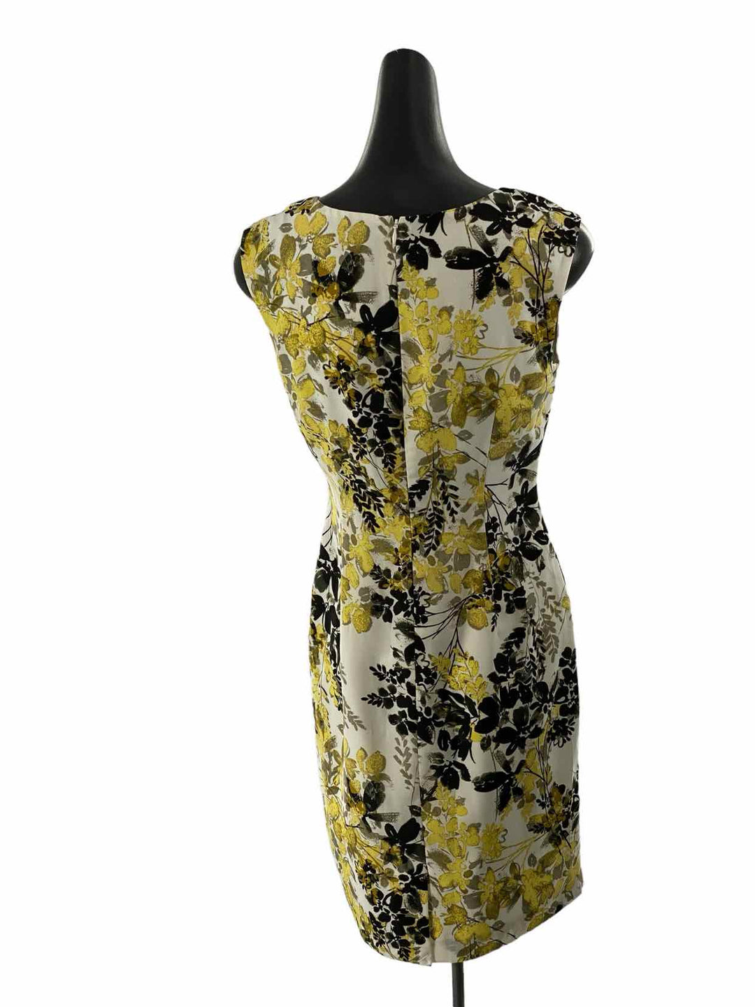 Ann Taylor Size 4 White Black & Yellow Floral Dress