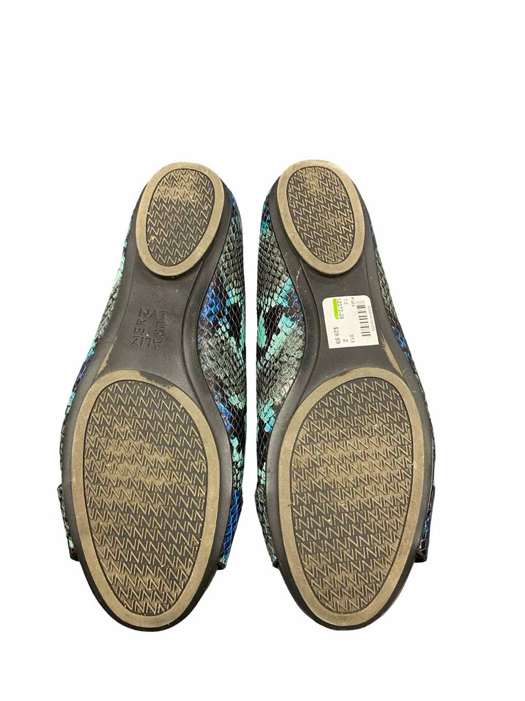 Naturalizer Shoe Size 7.5 Turqoise Black Snakeskin Pattern Marsha Flats