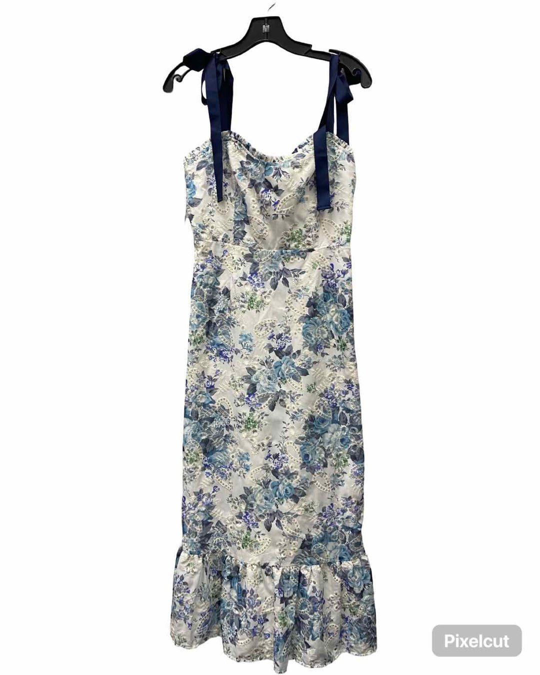 Sugar Lips Size M White Blue Floral Dress