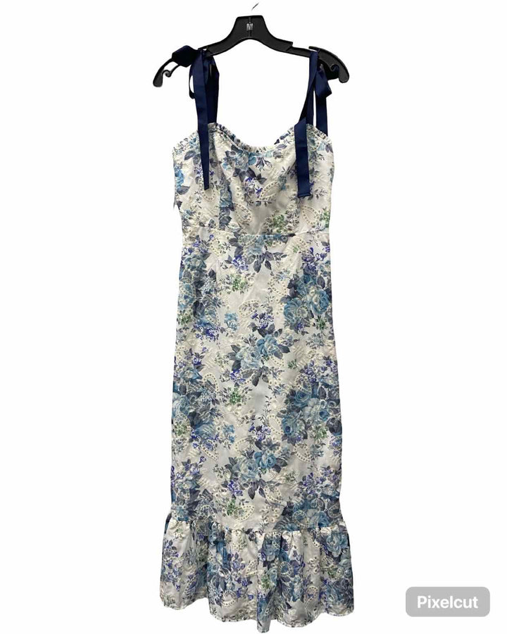 Sugar Lips Size M White Blue Floral Dress