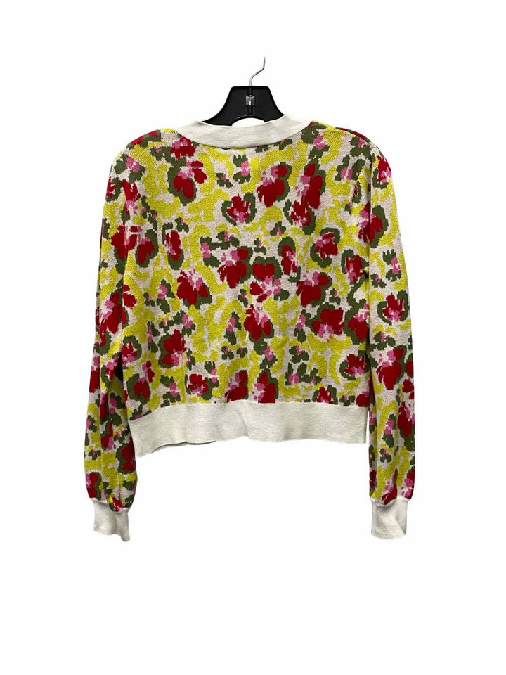Cabi Size S White Red Floral Sweater