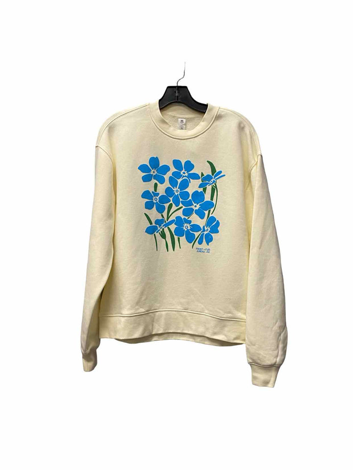 frost + fur Size XS Cream Blue Floral Sweatshirt